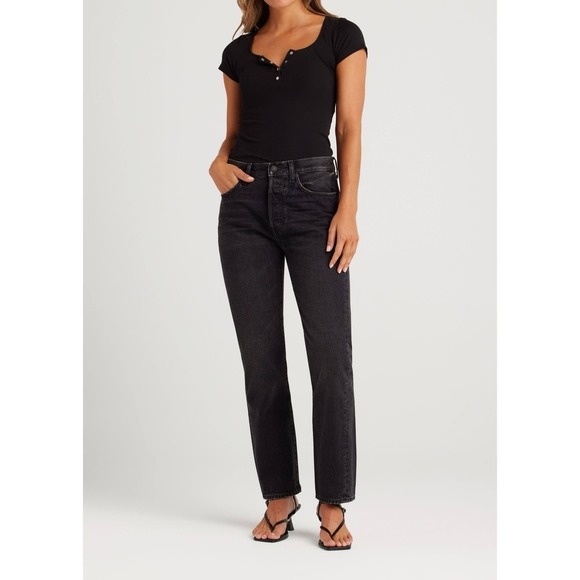 Edwin Tash High Rise Straight Leg Black Jeans - Picture 1 of 7